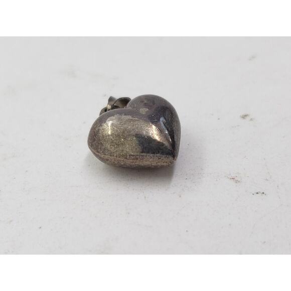 Vintage Large Sterling Silver 925 Big Puffy Heart Pendant Charm Patina - Picture 6 of 7